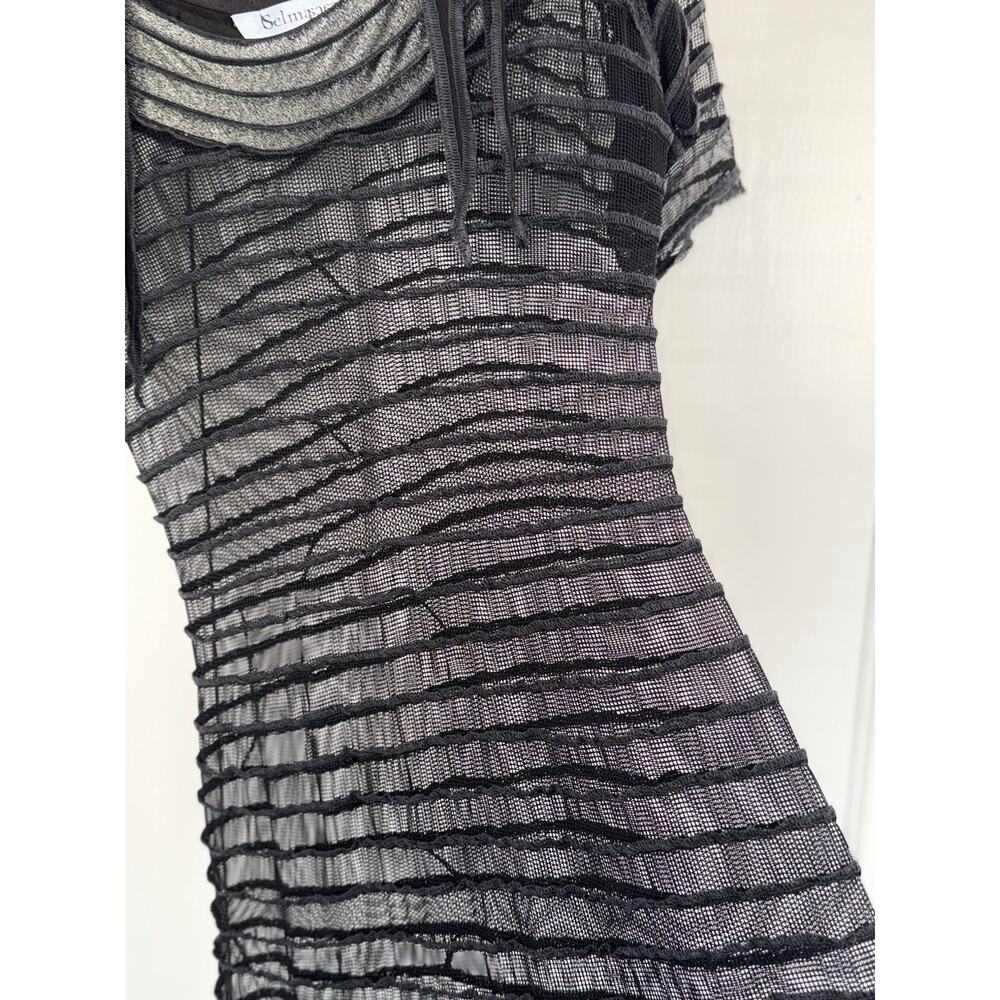 Selma Karaca One Of A Kind Spiral Mesh Black Maxi Dress Sz M - Picture 2 of 8